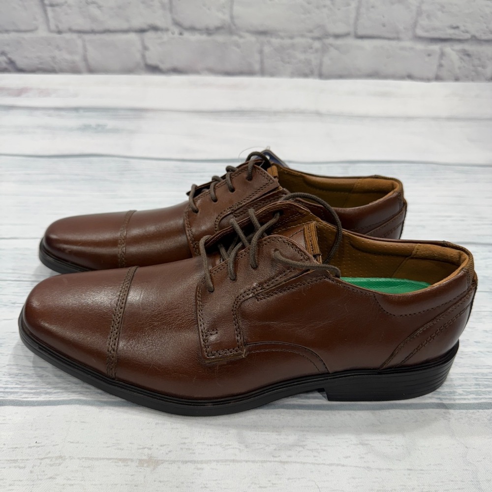 NEW Clarks Clarkslite Cap Dress‎ Shoes Size 9 Brown Leather Oxford Comfort Mens